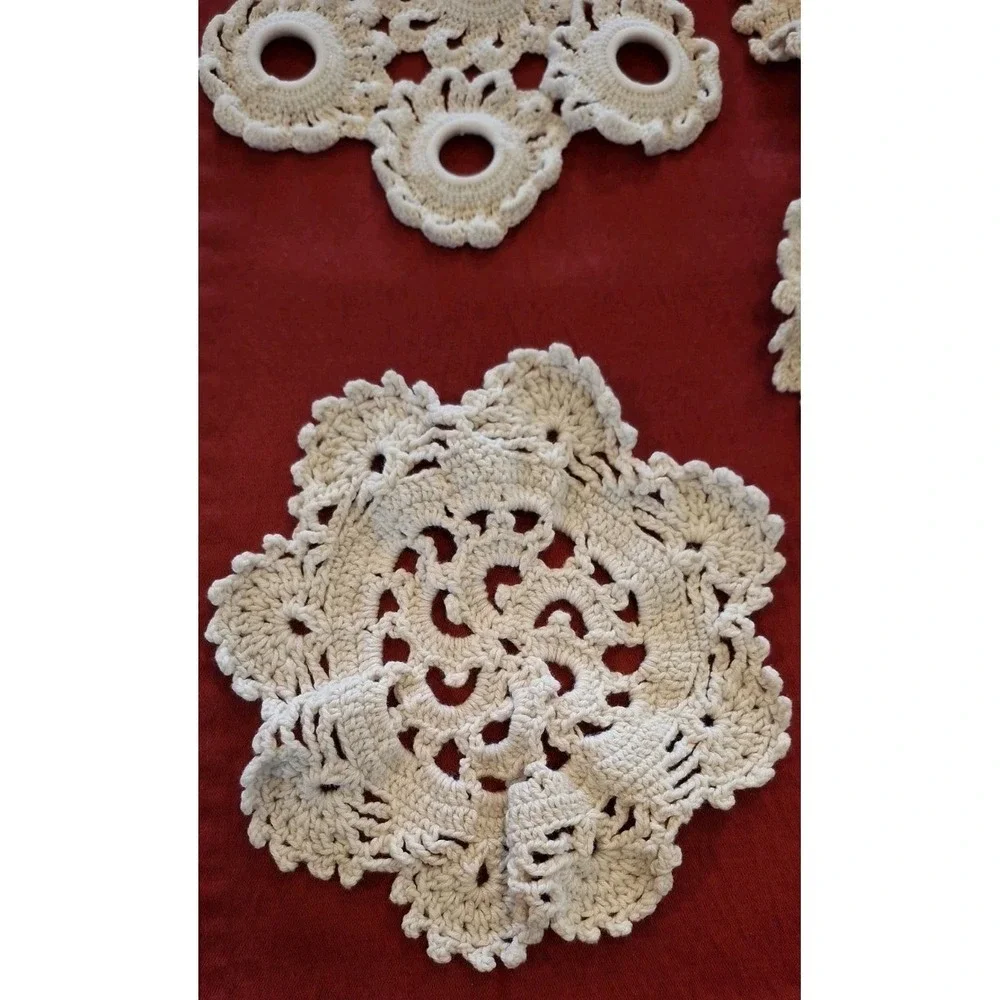 🌼 Vintage Lace Crochet Doilies Lot of 8 Mixed Styles – Six Round Two Rectangle